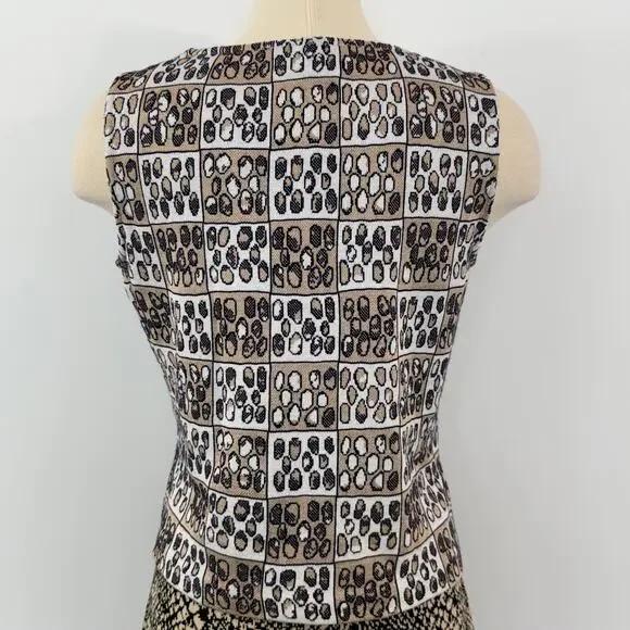 St. John Knit Tank Top Sweater Shell Sleeveless Printed Neutral Multicolor S - Picture 6 of 11